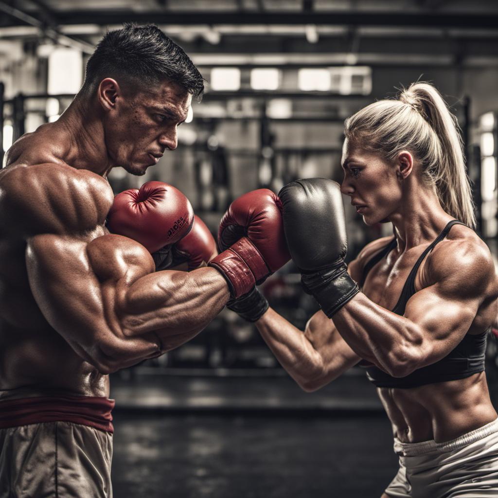Muscle Boxed Boxing Combat Between Male Muscle Bodybuilder And by aragornbcn on ...