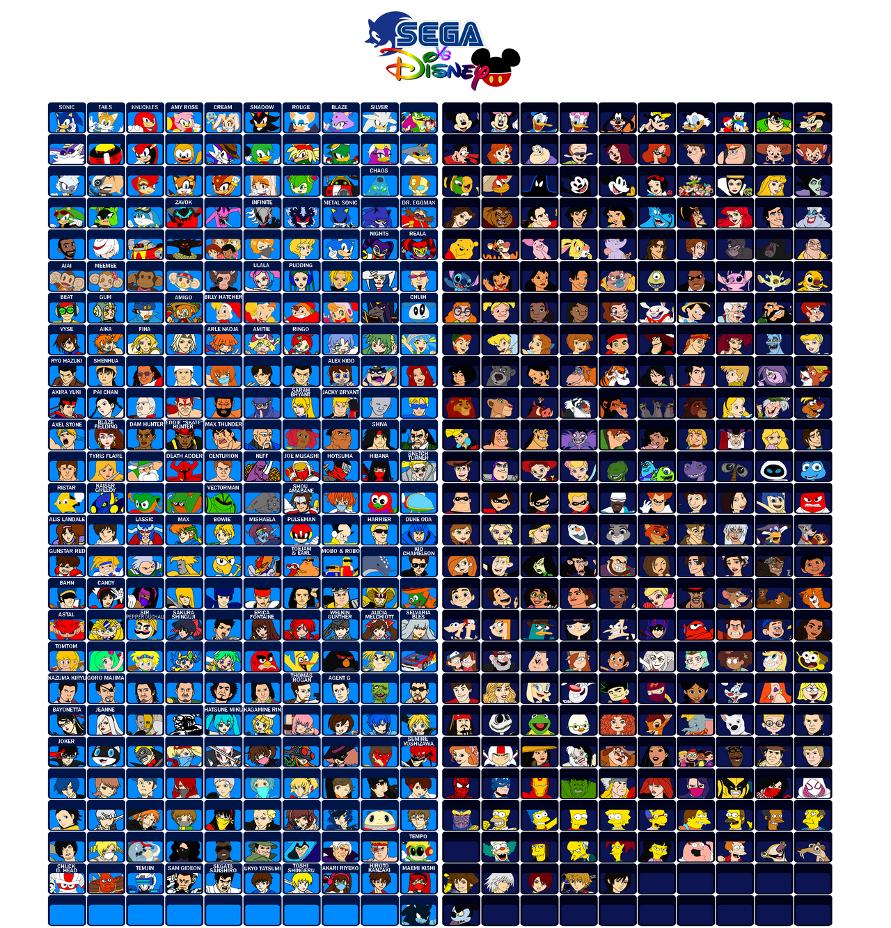 37 Roster Deviantart Sega vs Disney roster (Open Beta) by gamerlucho12 on DeviantArt