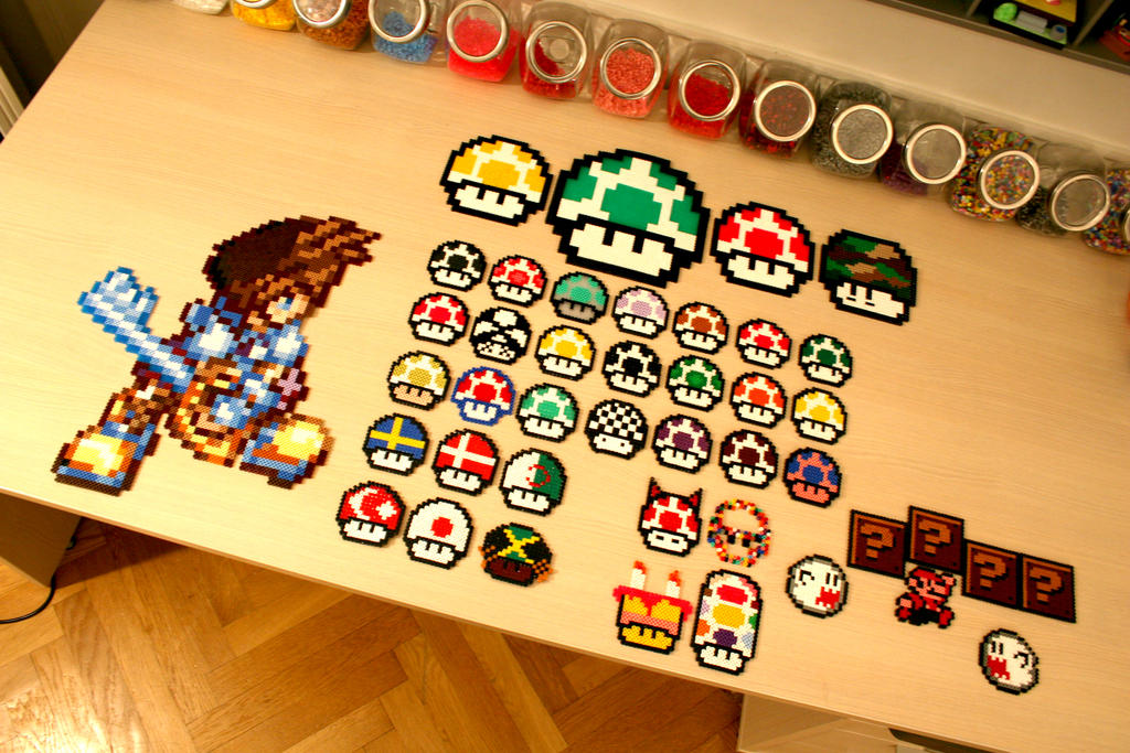 Sora and Mario perler