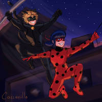 Ladybug and Chat Noir on Patrol