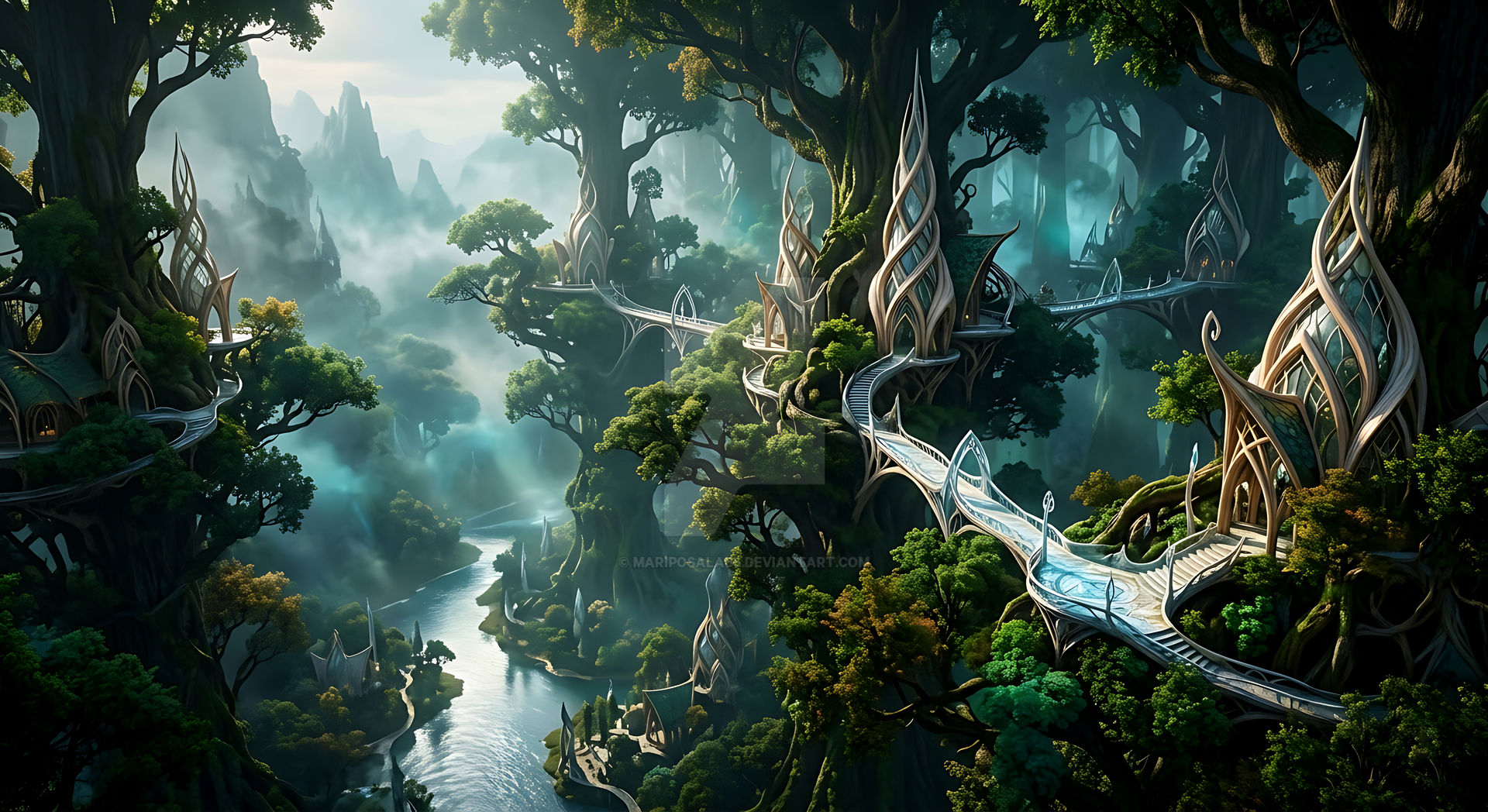 Elven Rooftop Elven Treetop City by MariposaLabs on DeviantArt