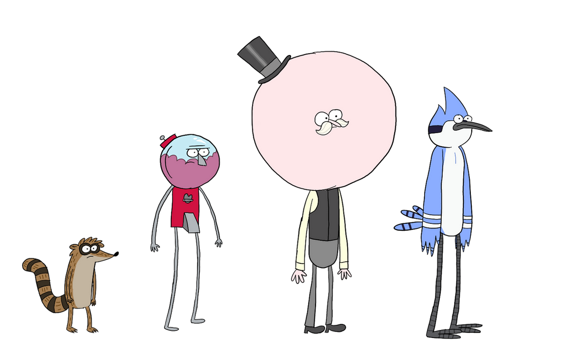 Rigby, Benson, Pops, and Mordecai colored by GMANart2 on DeviantArt
