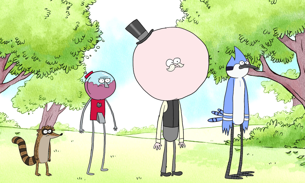 Rigby, Benson, Pops, and Mordecai (at the Park) by GMANart2 on DeviantArt