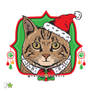 Cat Christmas Wear Santa Claus Hat Illustration