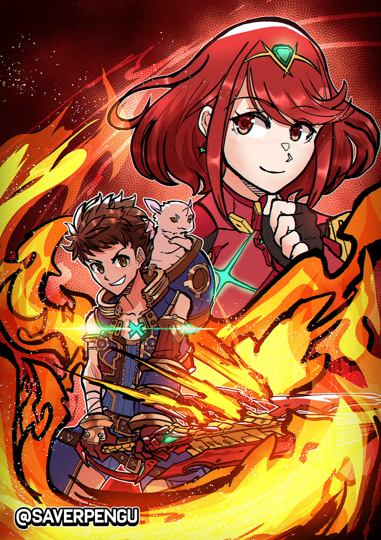 6th Anniversary Rex and Pyra by Saverpengu on DeviantArt