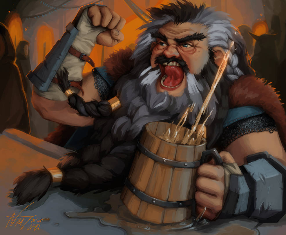 Drinking dwarf by NixieSketch on DeviantArt