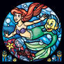 Little Mermaid Stained Glass Window Illustration