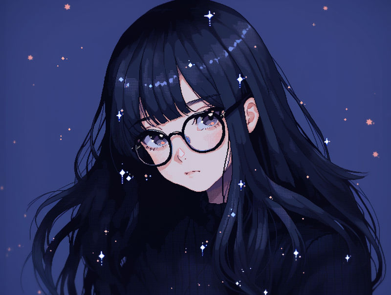 HD wallpaper: anime, anime girls, dark hair, face, glasses