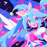 Blue-haired girl with white wings