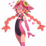 Pink-haired girl in a swimsuit