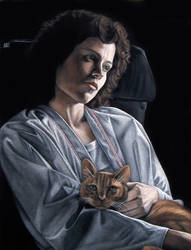 Ripley and Jonesy  black velvet painting