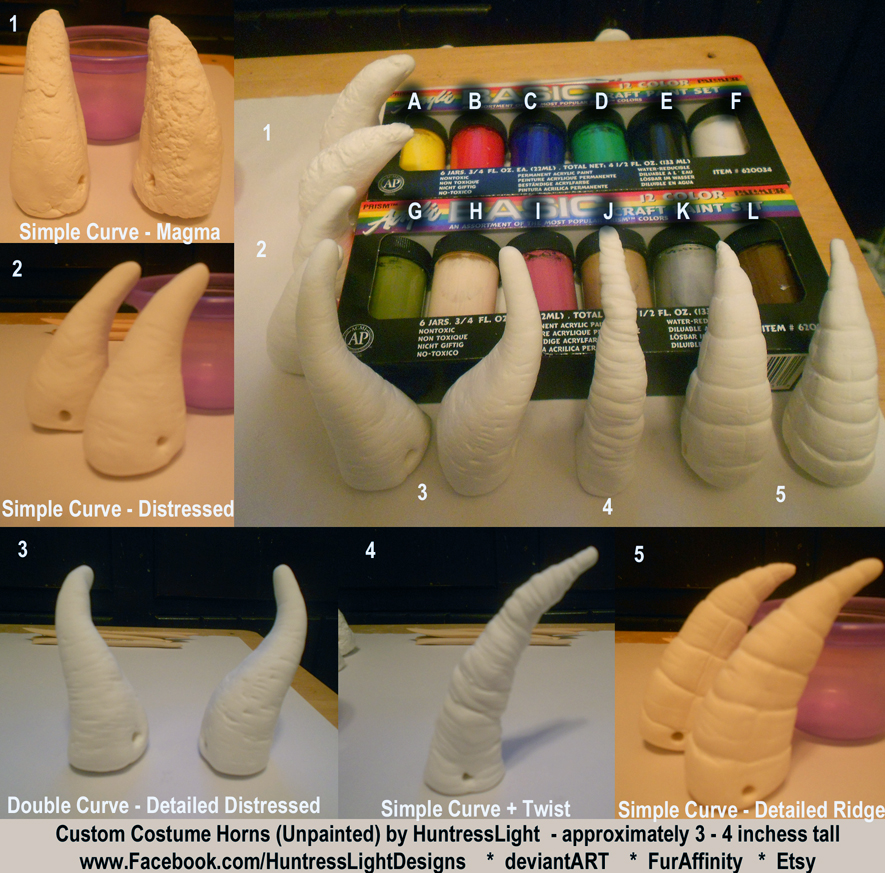 Custom Costume Horns Lot 1 - Unpainted