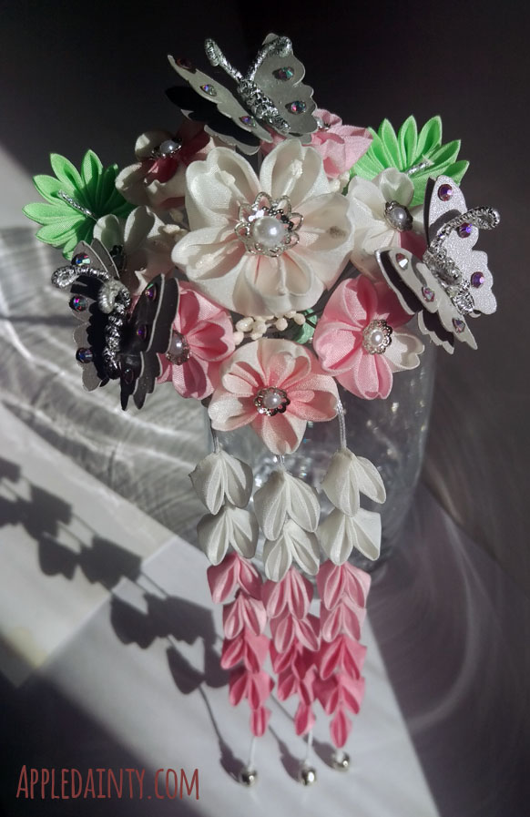 Cherry Kanzashi Cluster Hair Fork