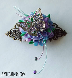 Hydrangea and Butterfly Barrette