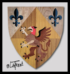 Blason Coat of arms marquetterie wood heraldry