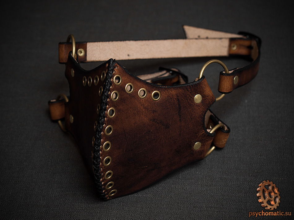 Steampunk brown leather mask