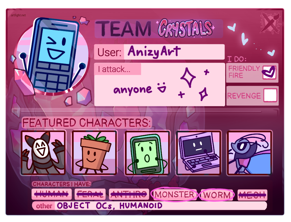 Artfight 2025 Team Crystals by AnizyArt on DeviantArt