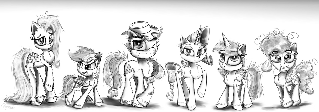 Art Curse Mane 6 (Grayscale)