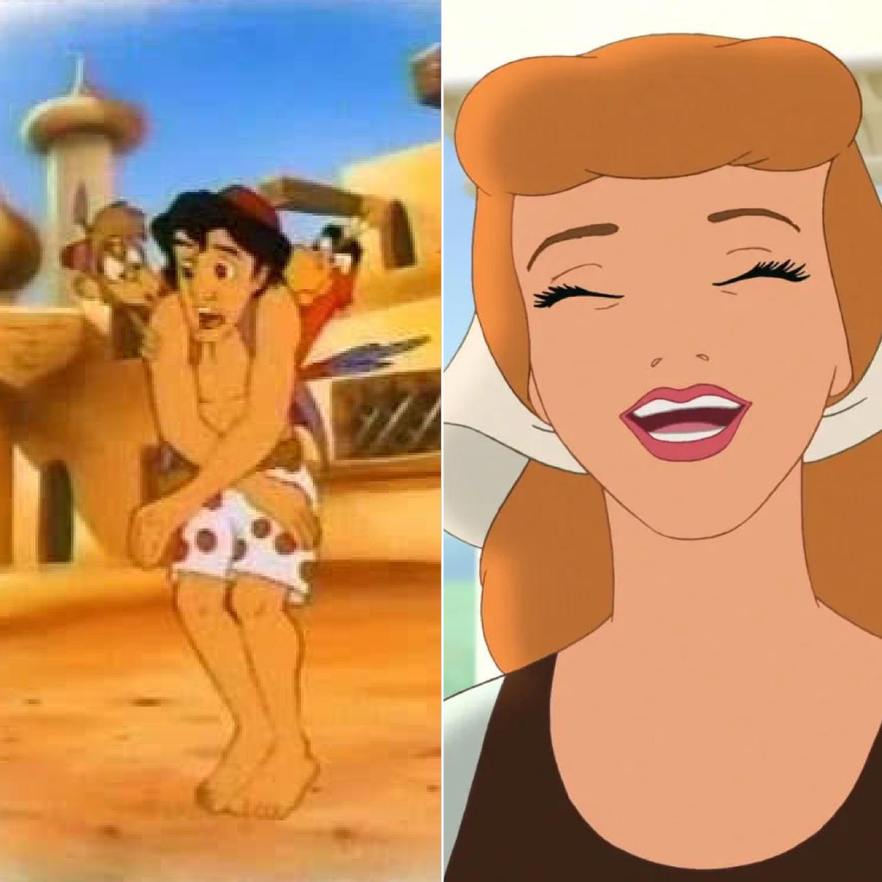 Cinderella laughs at Aladdin in underwear by Disneywo on DeviantArt