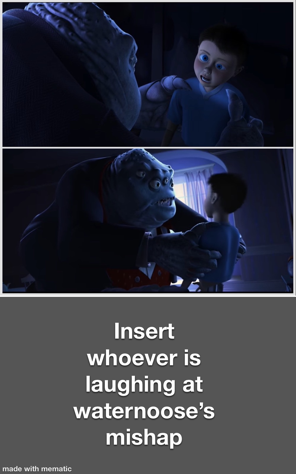 Waternoose laughed at by whom meme by Disneywo on DeviantArt