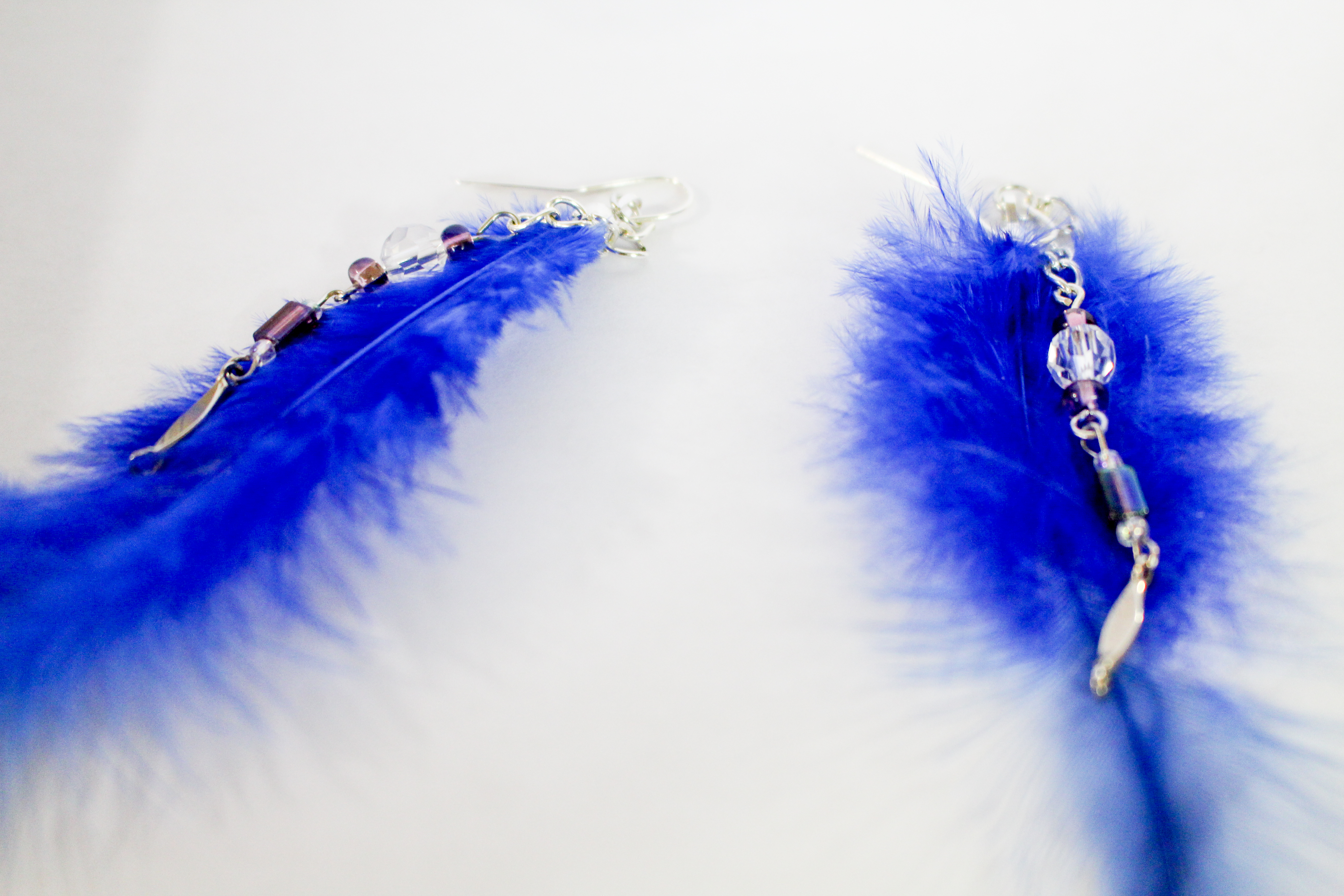 Blue to Purple Ombre Feather Earrings