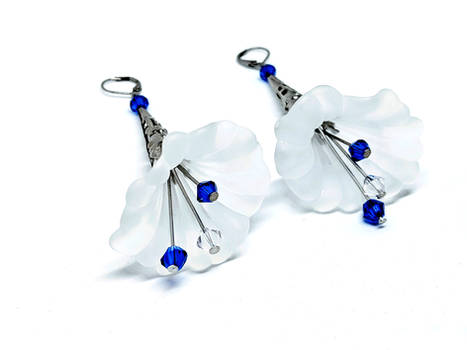 Large White Lucite Flower Earrings