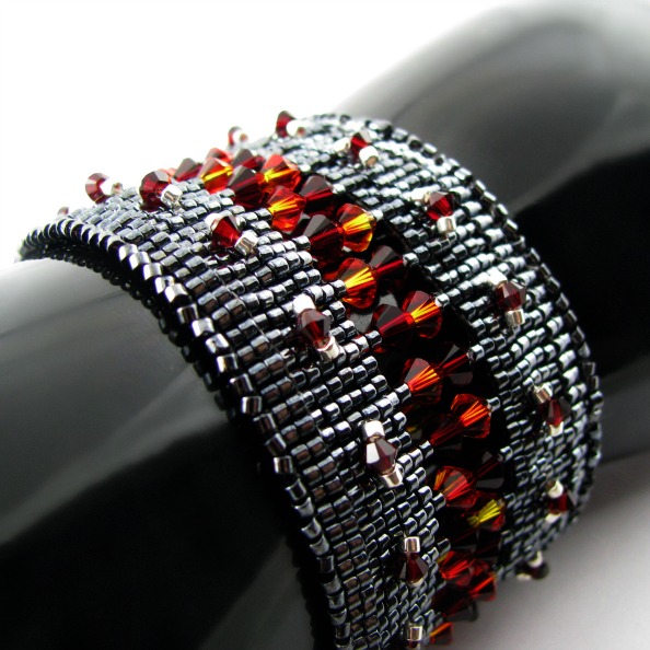 Fire and Ashes bead loomed cuff