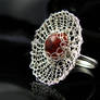 Fine silver wire knit spider web ring