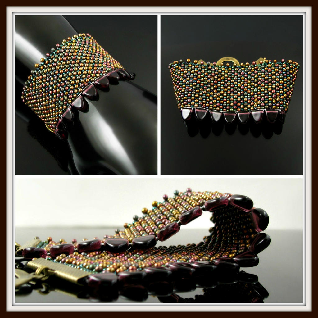 Bead loomed cuff - Dragon Skin