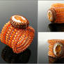 Wire knit ring with Cantera opal and carnelian