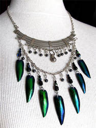 Green jewel beetle necklace