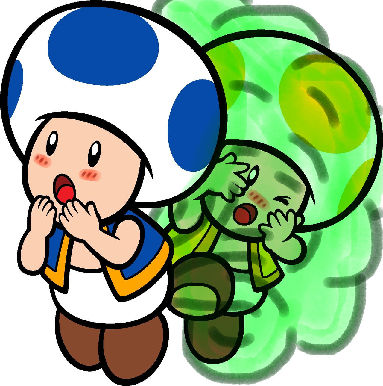Blue Toad farts in front of Yellow Toad by UltraVi0let1 on DeviantArt