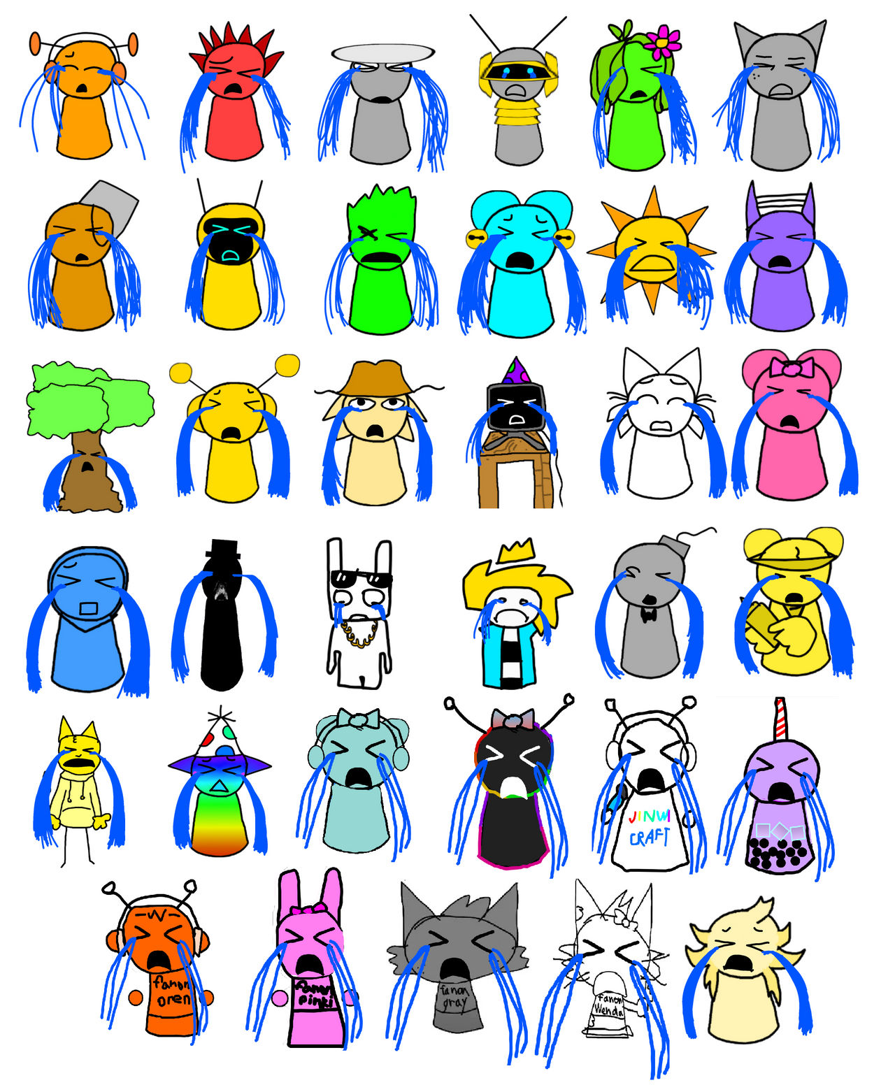 Crying Characters All Sprunked Characters Crying Together by Jinwicraft on DeviantArt