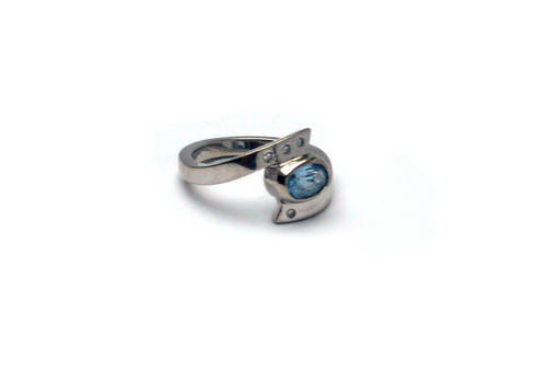 Aquamarine White Ring