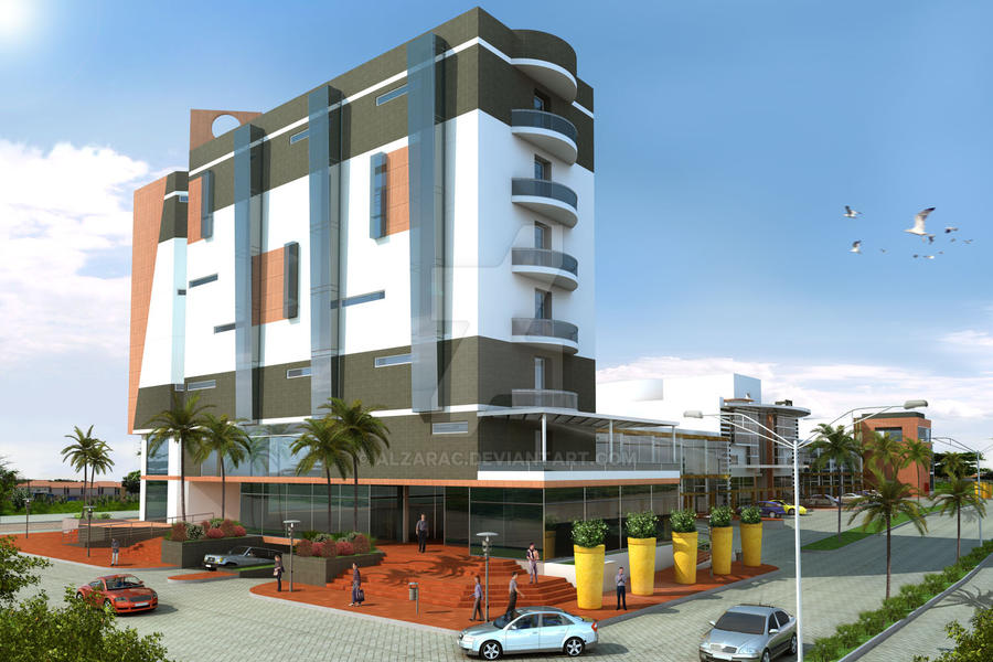 Hotel Building Rendered 3d render Hotel by alzarac on DeviantArt