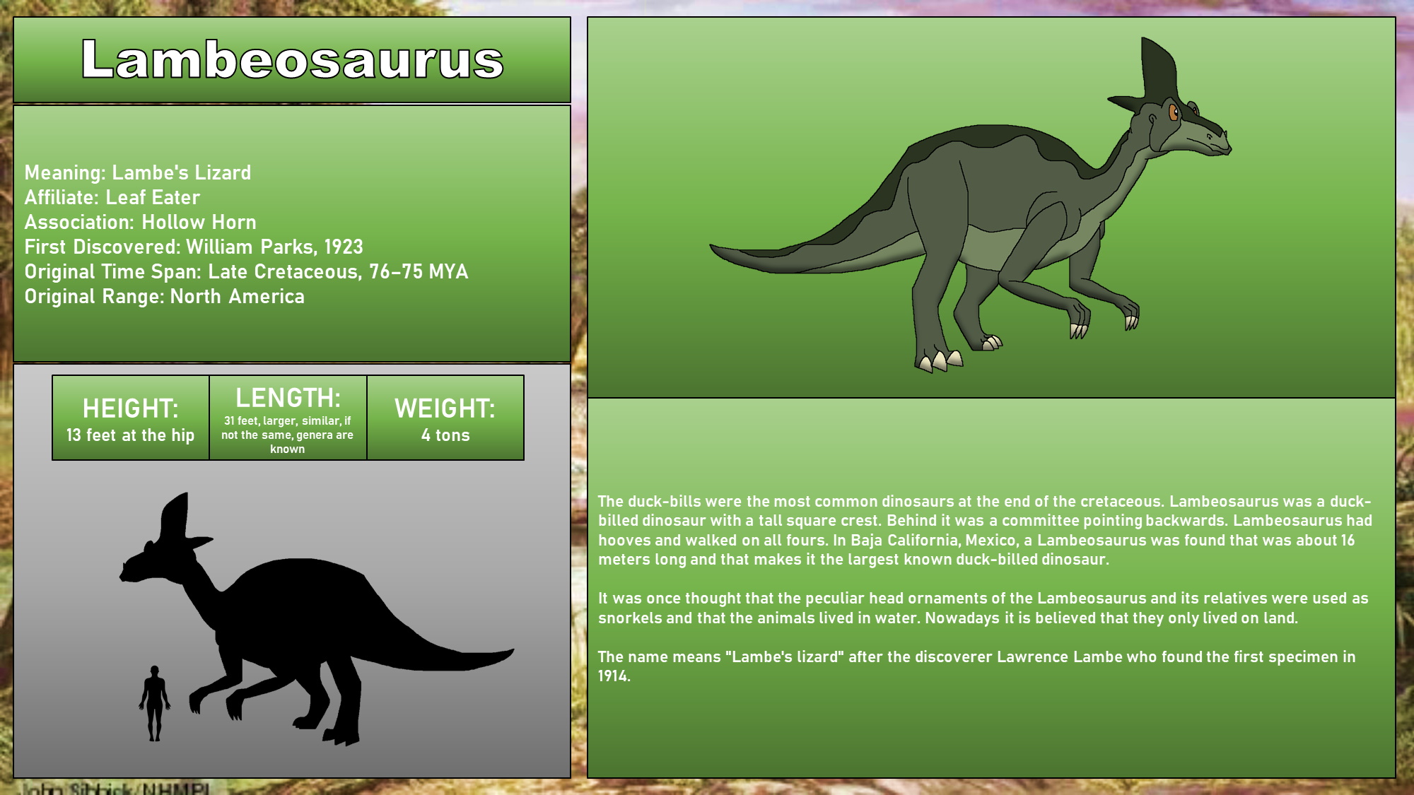 LBT Bestiary - Lambeosaurus by 98bokaj on DeviantArt