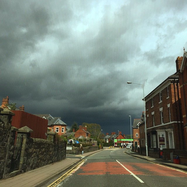 Black sky above Welshpool