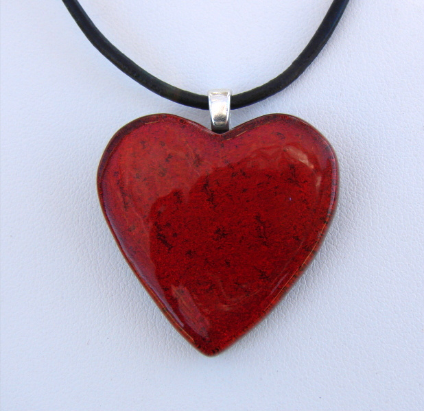 Red Heart Fused Glass Pendant