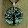 Silver Green Tree Fused Glass