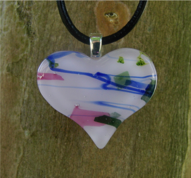 Pink Patch Heart Fused Glass3