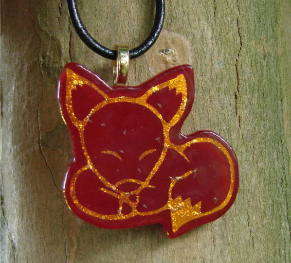 Sleeping Fox Glass Pendant