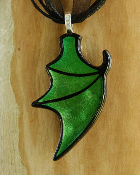 Green Dragon Wing Fused Glass