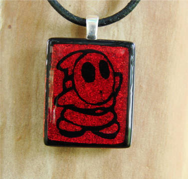 Red Shy Guy Fused Glass