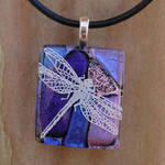 Purple Dragonfly Collage Glass by FusedElegance