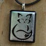 Calligraphy Fox Glass Pendant