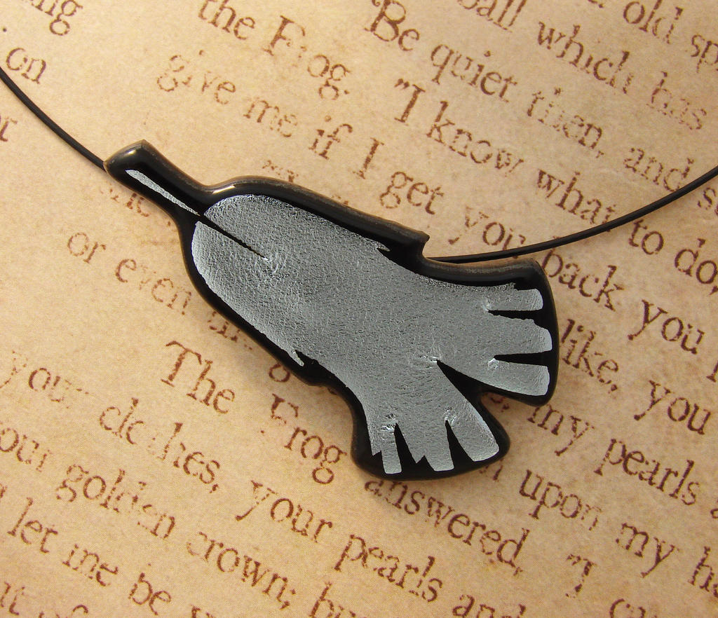 Lugia's Silver Wing Fused Glass Necklace
