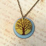 Tree of Life Double Enameled Necklace Yellow Blue