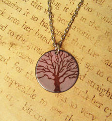 Tree of Life Pink Hand Torched Enamel Necklace