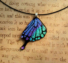 Swallowtail Butterfly Wing Purple Teal Mix Glass