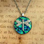 Dragonfly Pond Fused Glass Necklace